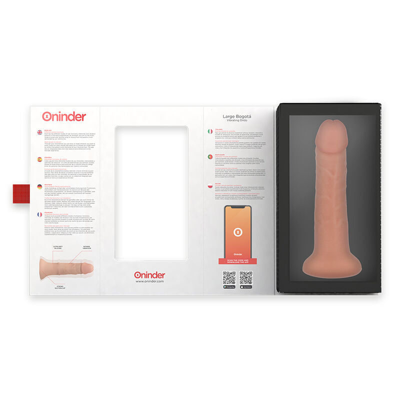 ONINDER - LARGE BOGOTÁ DILDO VIBRATOR 9 SPEEDS NATURAL 22 CM -O- 4.5 CM - FREE APP