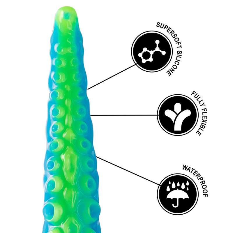 ÉPICO - SCYLLA GRANDE FLUORESCENTE FINO TENTÁCULO DILDO