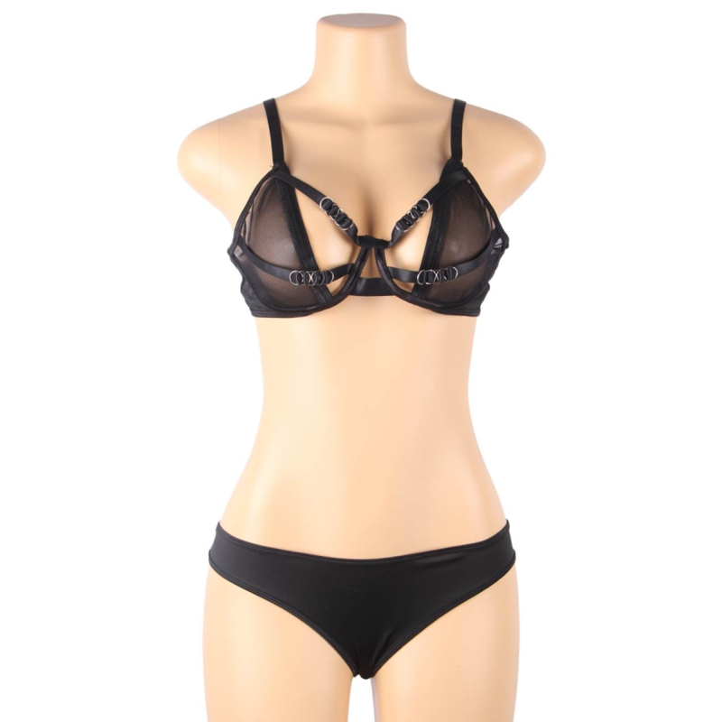 SUBBLIME - S/M STRAPPY SHEER BRA TWO PIECE SET