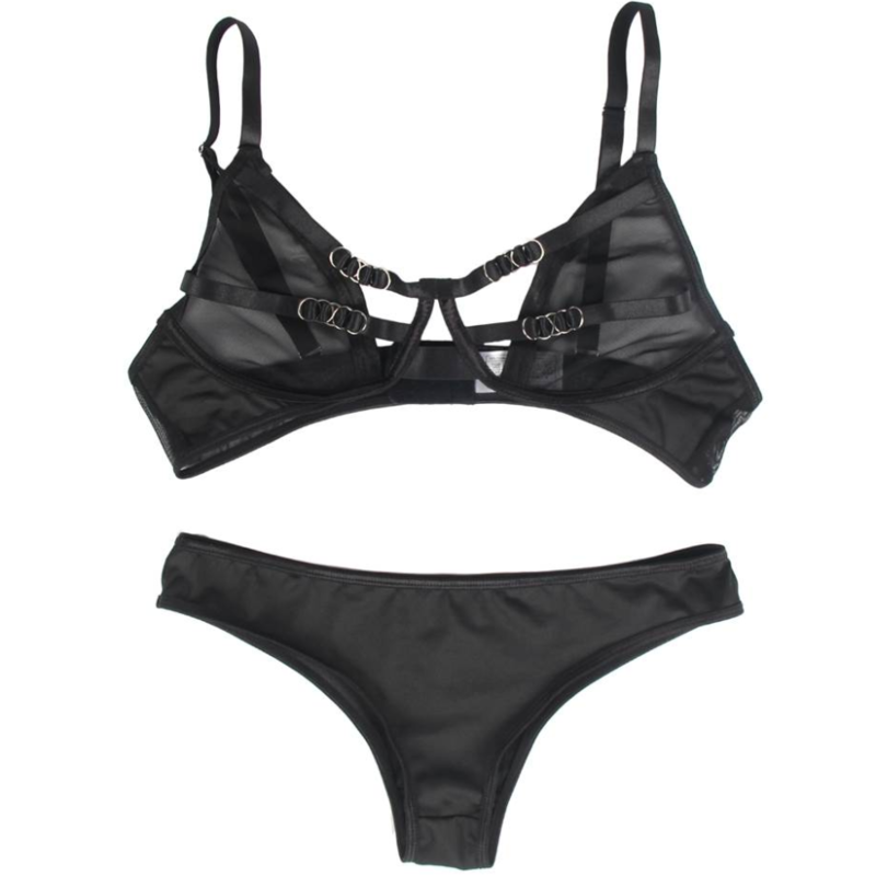 SUBBLIME - S/M STRAPPY SHEER BRA TWO PIECE SET