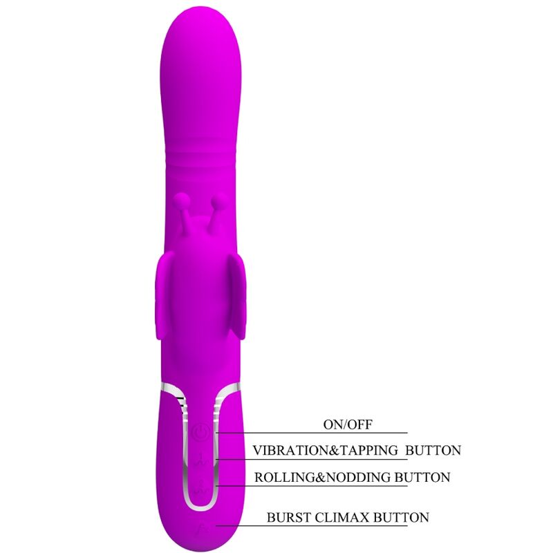 PRETTY LOVE - 4 IN 1 MULTIFUNCTION RABBIT VIBRATOR FUCHSIA BUTTERFLY