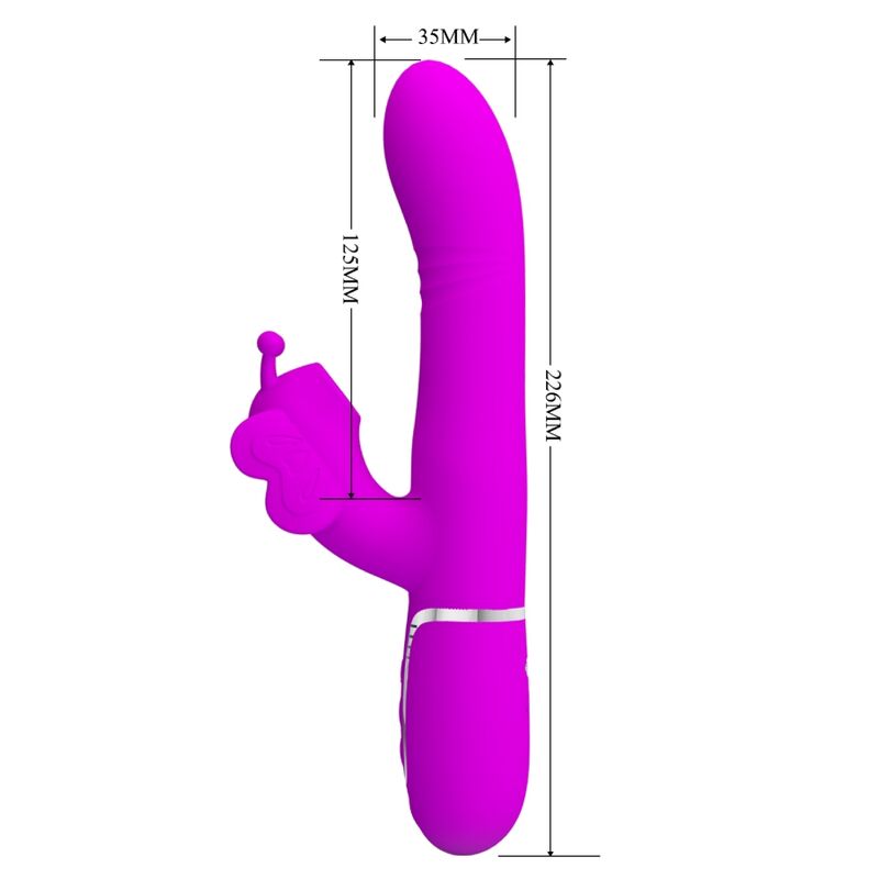 PRETTY LOVE - 4 IN 1 MULTIFUNCTION RABBIT VIBRATOR FUCHSIA BUTTERFLY