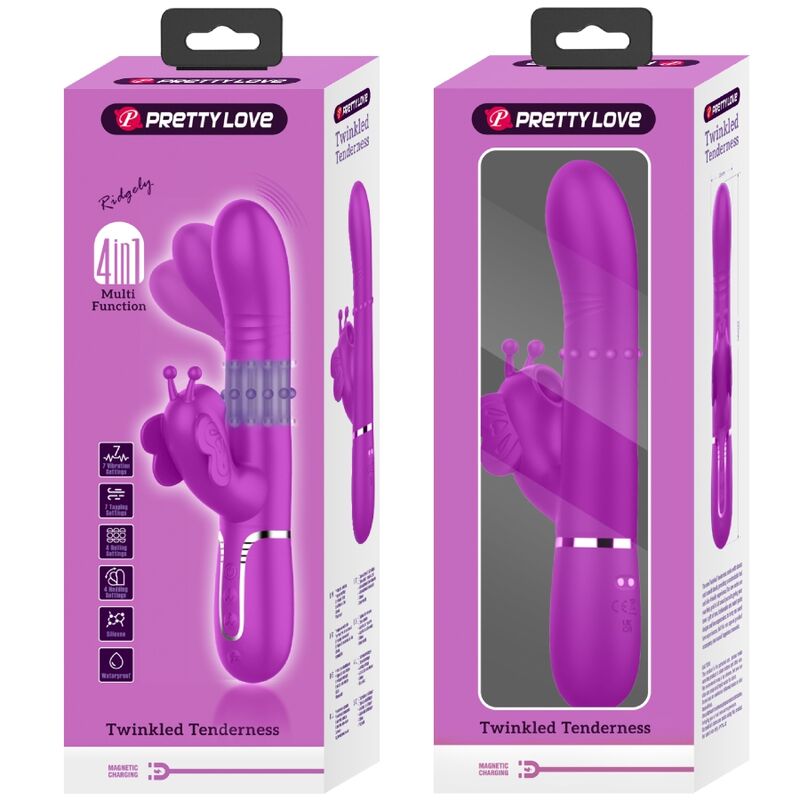 PRETTY LOVE - 4 IN 1 MULTIFUNCTION RABBIT VIBRATOR FUCHSIA BUTTERFLY