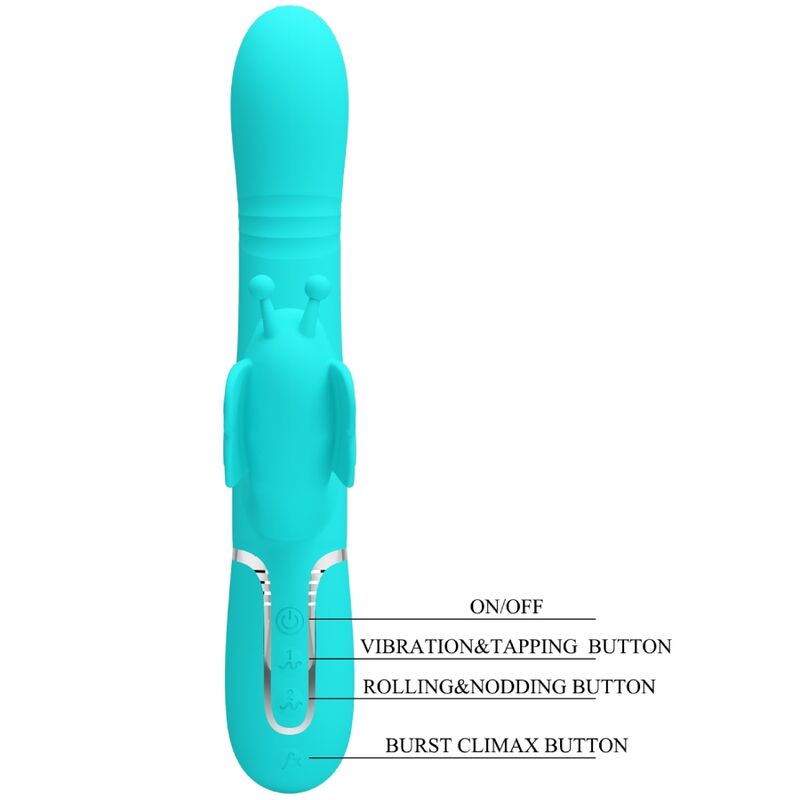 PRETTY LOVE - 4 IN 1 MULTIFUNCTION RABBIT VIBRATOR WATER GREEN BUTTERFLY