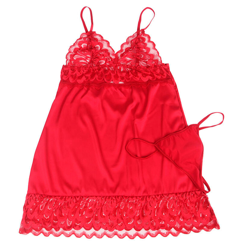 SUBBLIME - SATIN BABYDOLL WITH RED LACE S/M