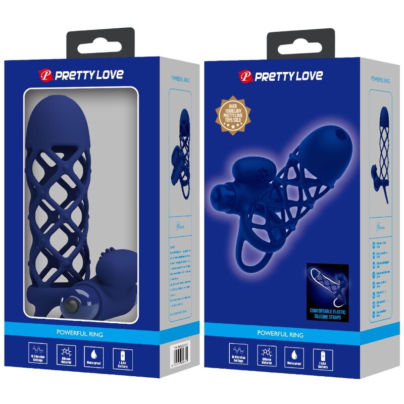 PRETTY LOVE - ANEL VIBRANTE GIANN COM CAIXA DE SILICONE AZUL