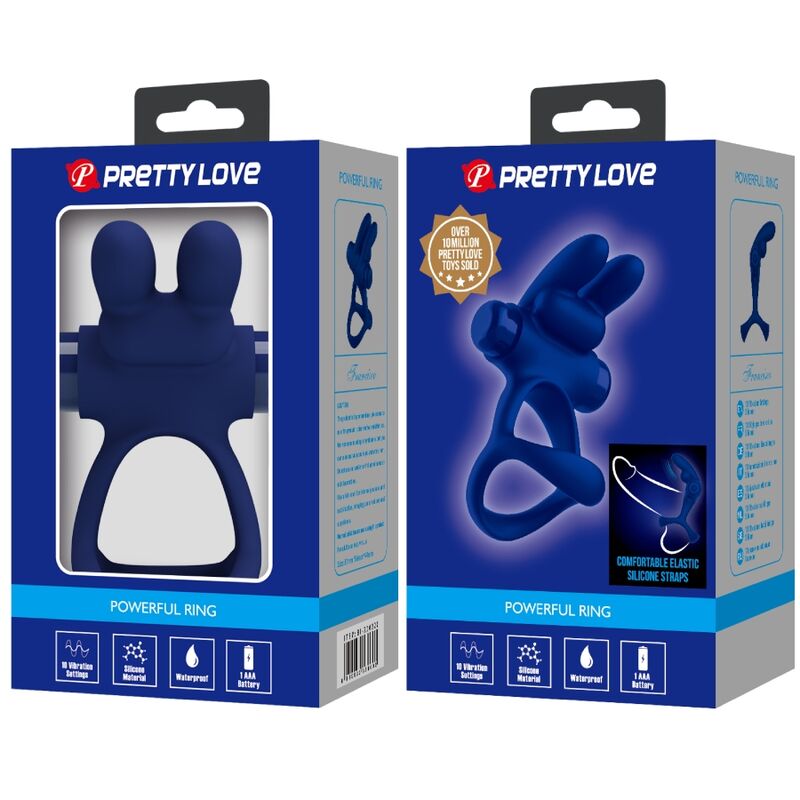 PRETTY LOVE - FRANCISCO DOUBLE VIBRATING RING BLUE RABBIT