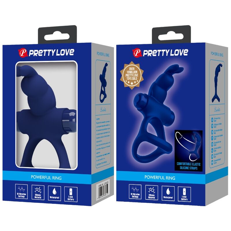 PRETTY LOVE - LUCHITO DOUBLE VIBRATING RING RABBIT BLUE