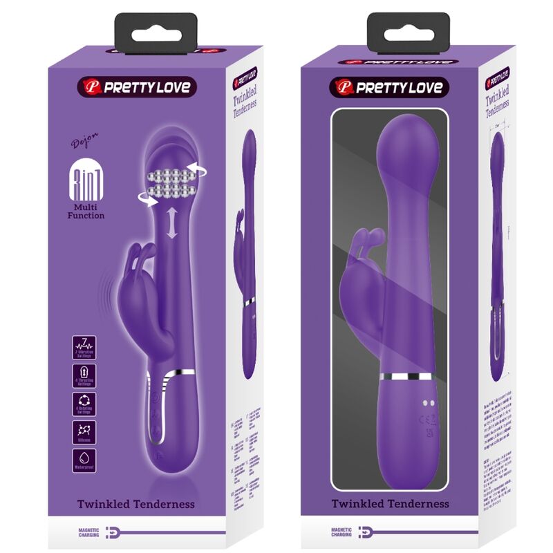 PRETTY LOVE - DEJON 3 IN 1 MULTIFUNCTION RABBIT VIBRATOR PURPLE