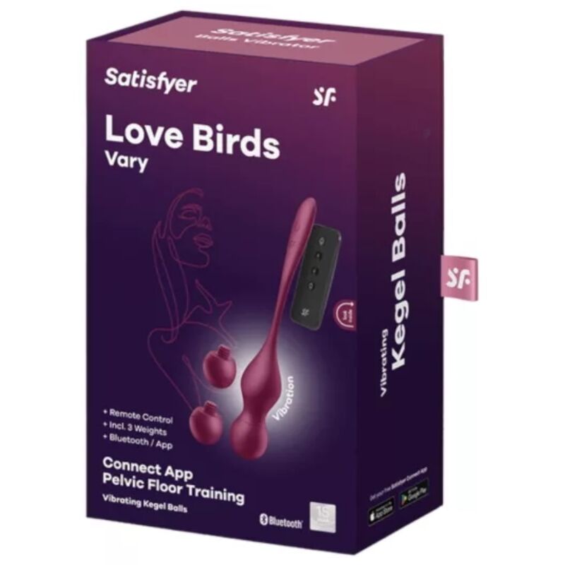 SATISFYER - LOVE BIRDS VARY VIBRATING BALLS FREE APP WINE RED