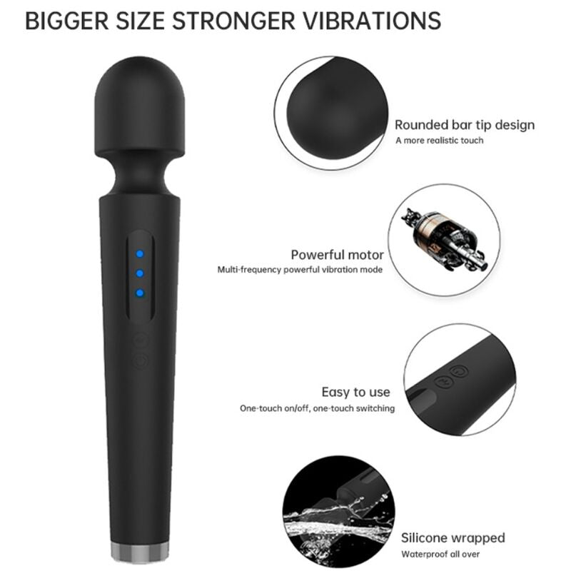 ARMONY - X POWER LARGE MASAJEADOR & VIBRADOR 7 VIBRACIONES NEGRO