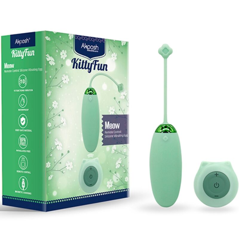 ARMONY - KITTY FUN VIBRATING EGG REMOTE CONTROL 10 VIBRATIONS GREEN