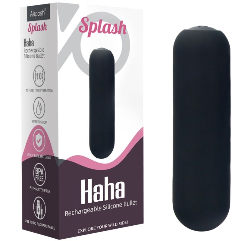 ARMONY - SPLASH HAHA BALA VIBRATÓRIA SILICONE 10 VIBRAÇÕES 75 X 19 CM PRETO