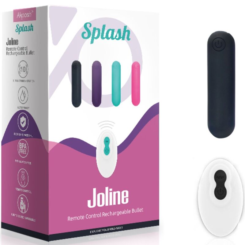 ARMONY - SPLASH JOLINE VIBRATING BULLET SILICONE REMOTE CONTROL 10 VIBRATIONS 65 X 15 CM BLACK