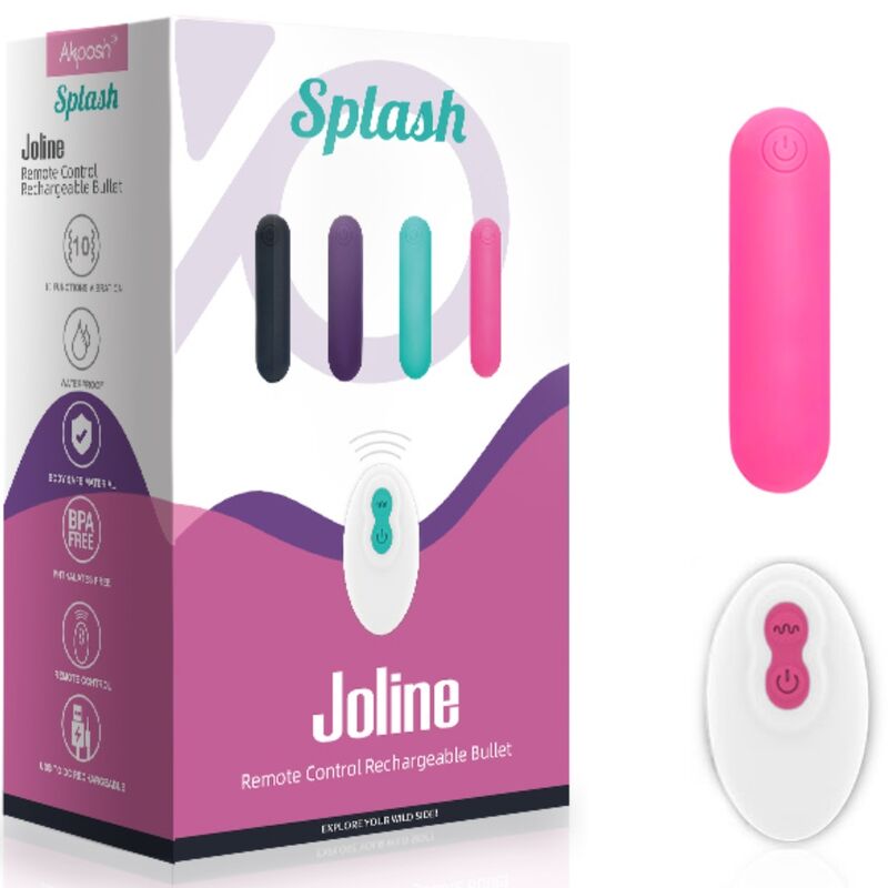 ARMONY - SPLASH JOLINE BALA VIBRATÓRIA SILICONE CONTROLE REMOTO 10 VIBRAÇÕES 65 X 15 CM ROSA