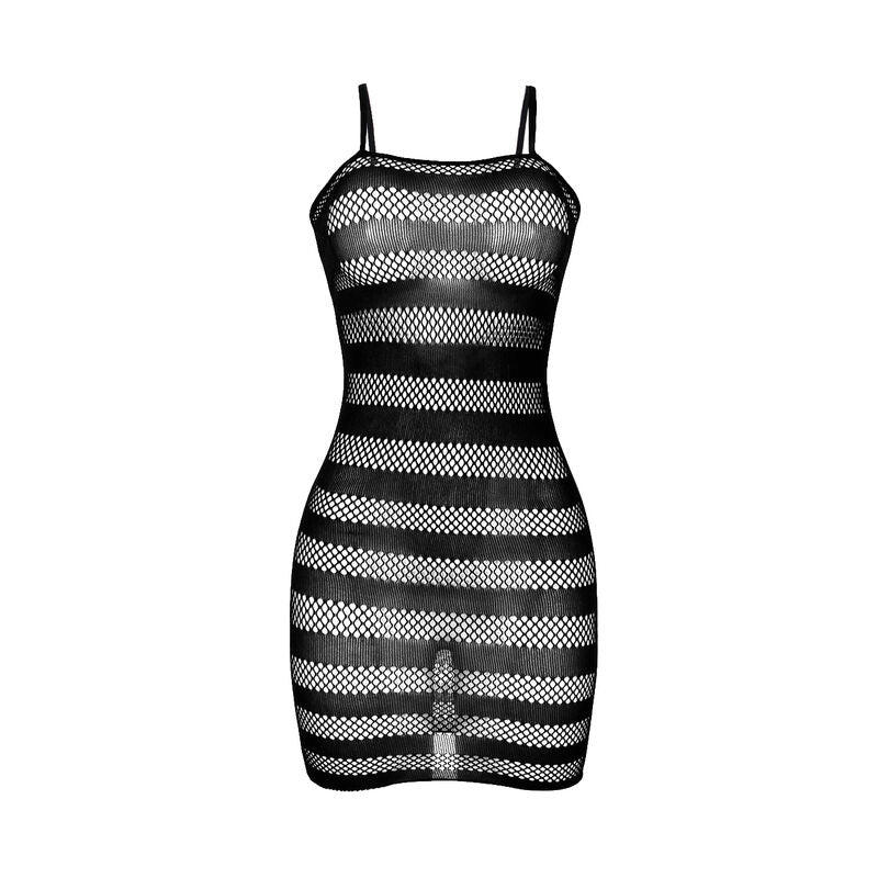 SUBBLIME - 951733 BLACK FISHNET DRESS WITH STRIPES ONE SIZE