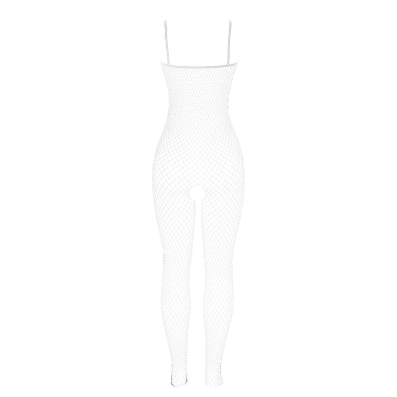 SUBBLIME - 951740 CROTCHLESS MESH BODYSTOCKING WITH BOWS WHITE ONE SIZE