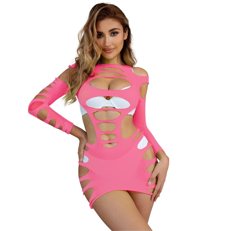 SUBBLIME - 952273 VESTIDO DE MALHA ELÁSTICA MANGA COMPRIDA ROSA TAMANHO ÚNICO