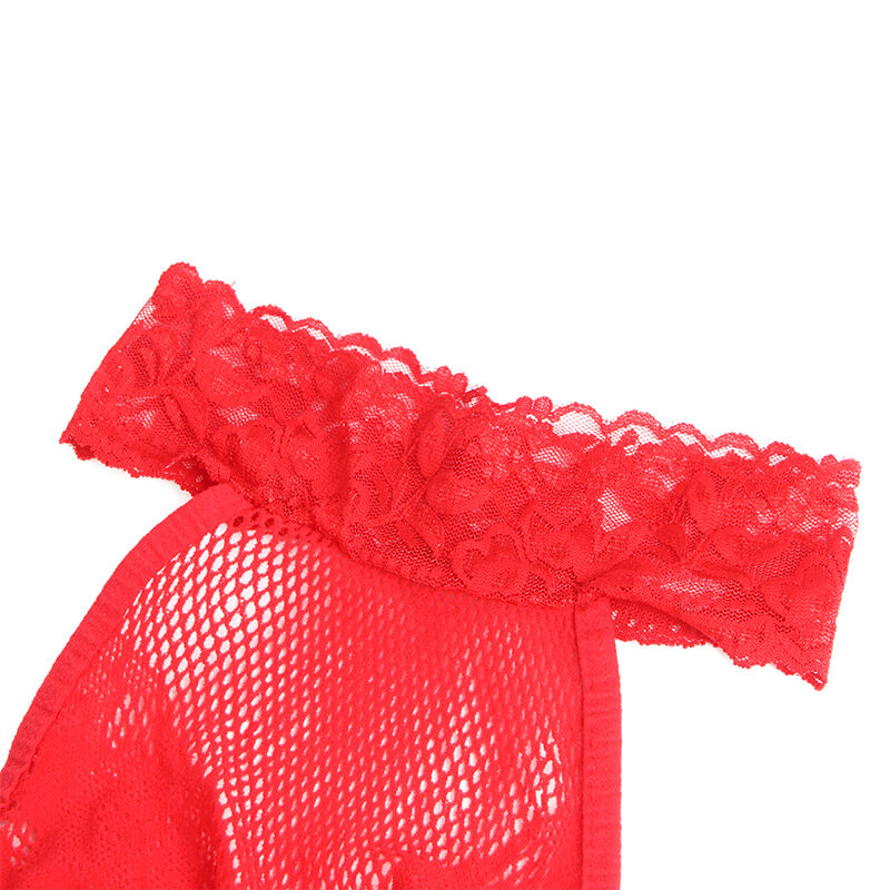 SUBBLIME - 952372 BODYSTOCKING SEM COSTAS EM MALHA E RENDA COM GOLA ALTA VERMELHO TAMANHO ÚNICO