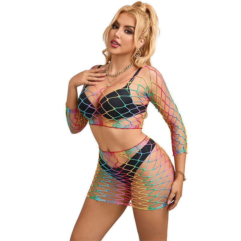 SUBBLIME - 952440 2 PEÇAS RAINBOW MANGA COMPRIDA FISHNET CONJUNTO TAMANHO ÚNICO