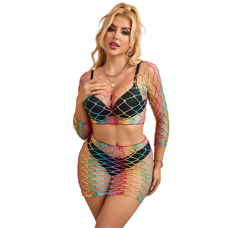 SUBBLIME - 952440 2 PEÇAS RAINBOW MANGA COMPRIDA FISHNET CONJUNTO TAMANHO ÚNICO