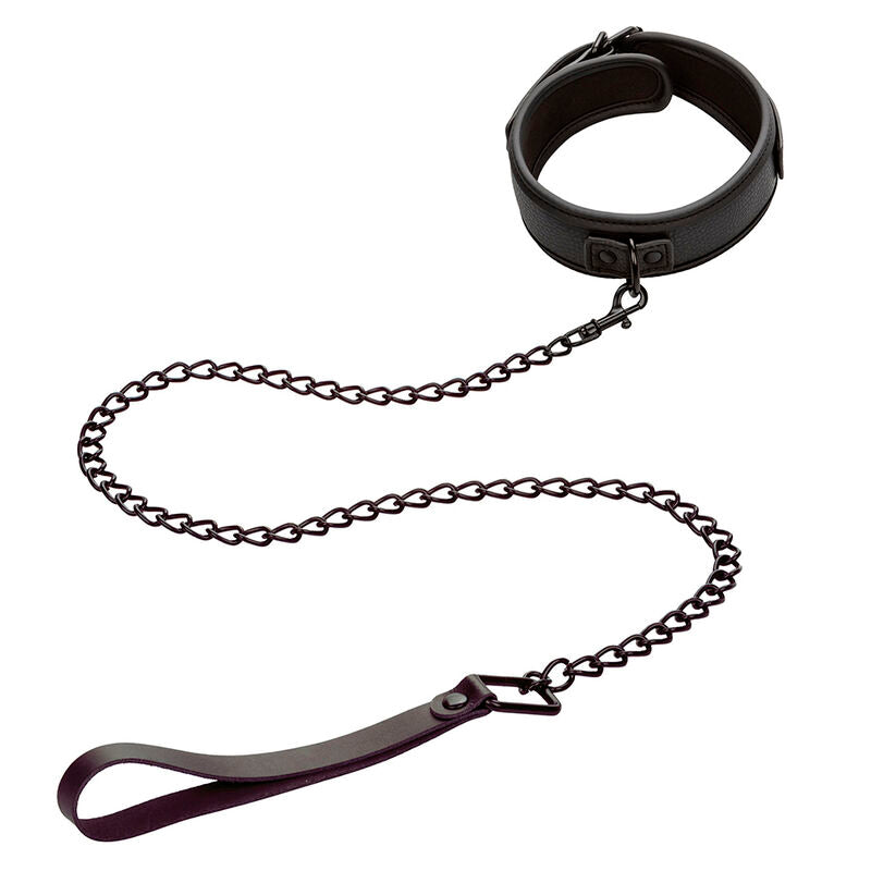 CALEXOTICS - NOCTURNAL BLACK ADJUSTABLE LEATHER COLLAR AND LEASH