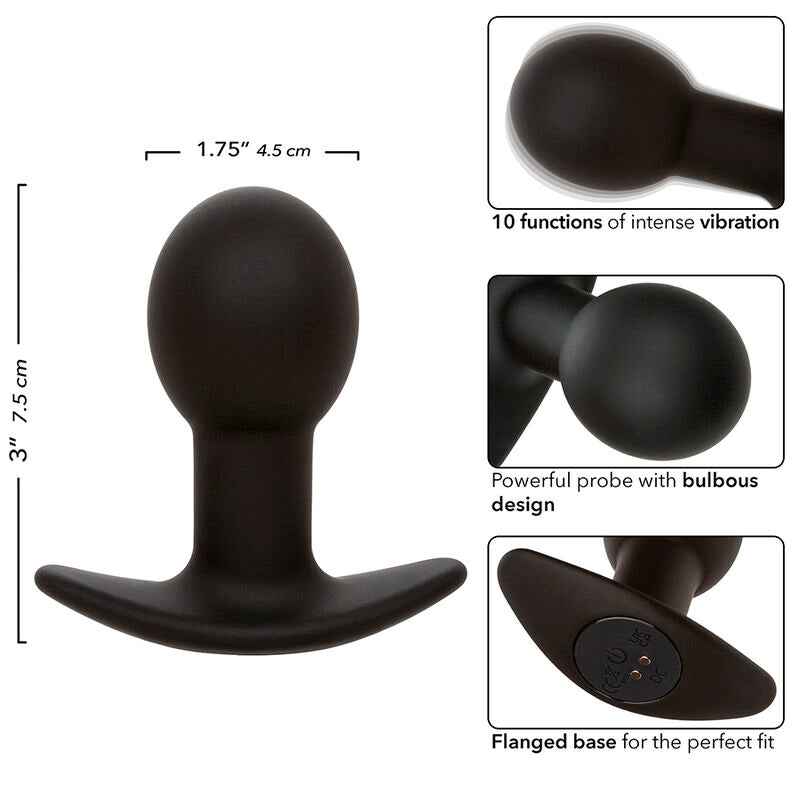 CALEXOTICS - ROCK BOTTOM ANAL PLUG 10 VIBRATIONS SILICONE BLACK