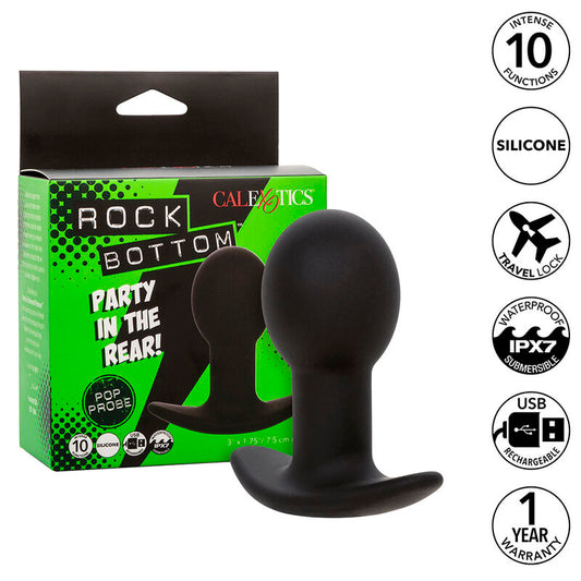 CALEXOTICS - PLUG ANAL ROCK BOTTOM 10 VIBRAÇÕES SILICONE PRETO