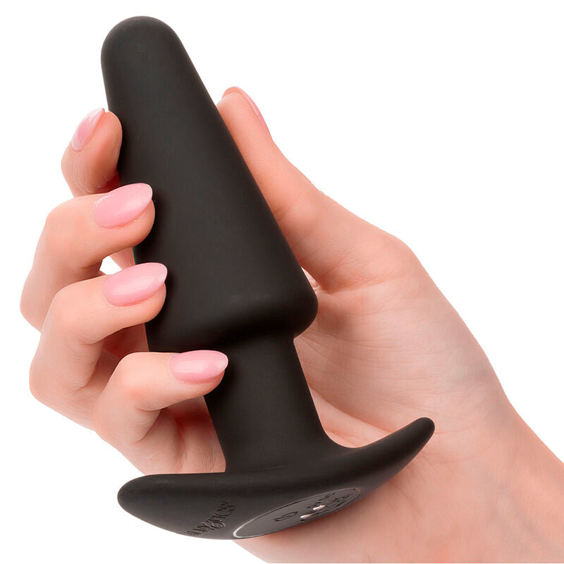 CALEXOTICS - PLUG ANAL CÔNICO ROCK BOTTOM 10 VIBRAÇÕES SILICONE PRETO