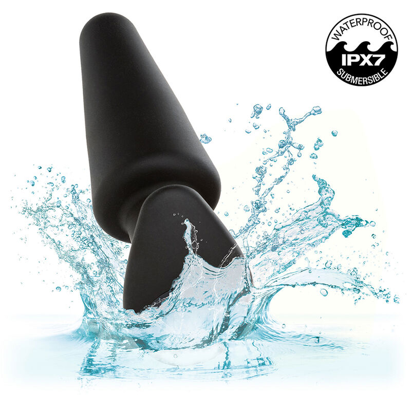 CALEXOTICS - PLUG ANAL CÔNICO ROCK BOTTOM 10 VIBRAÇÕES SILICONE PRETO