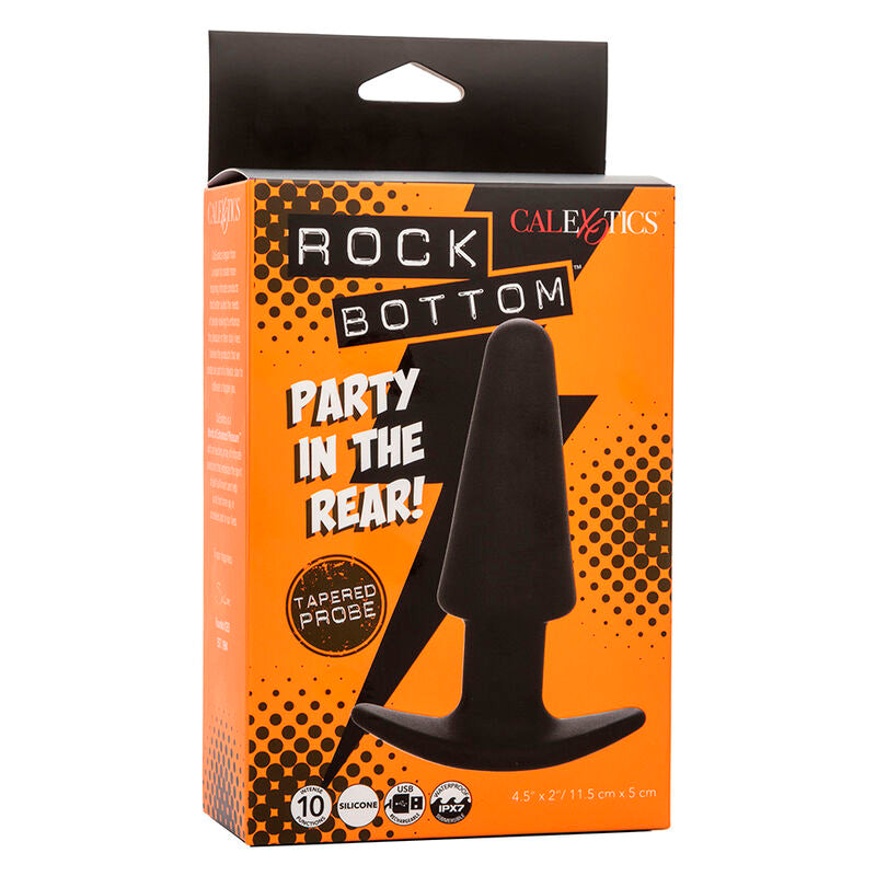 CALEXOTICS - PLUG ANAL CÔNICO ROCK BOTTOM 10 VIBRAÇÕES SILICONE PRETO