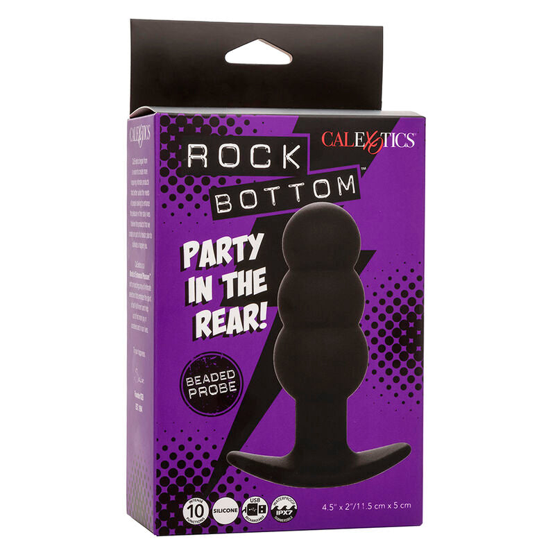 CALEXOTICS - ROCK BOTTOM ANAL PLUG WITH BEADS 10 VIBRATIONS SILICONE BLACK