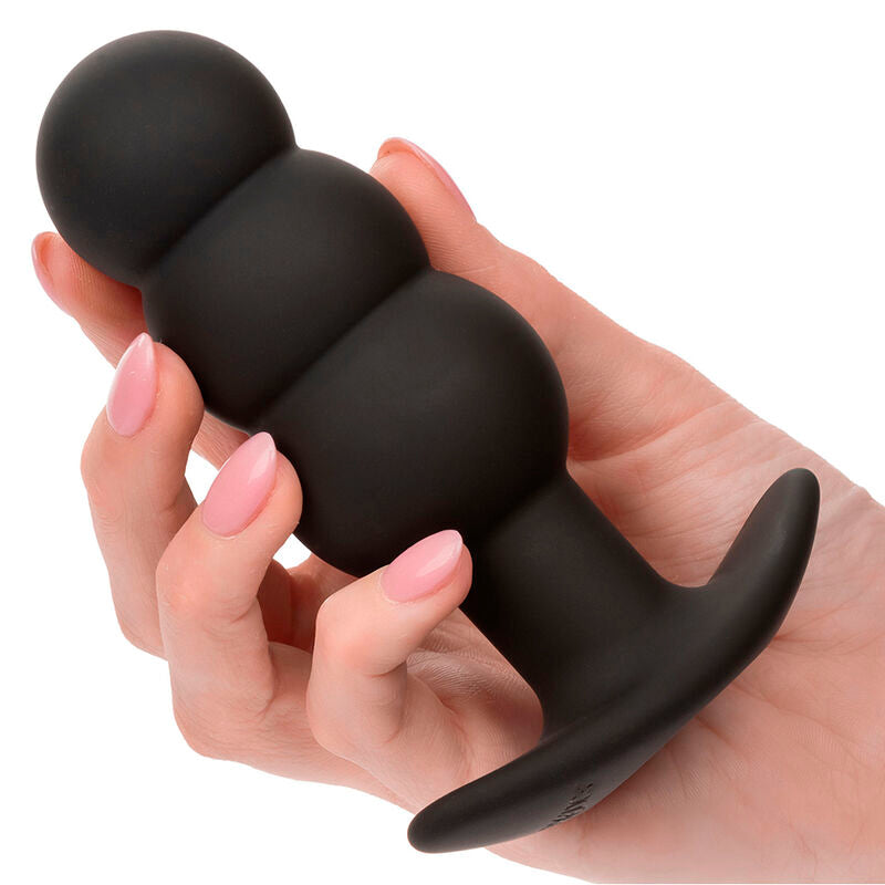 CALEXOTICS - PLUG ANAL ROCK BOTTOM COM ESFERAS 10 VIBRAÇÕES SILICONE PRETO