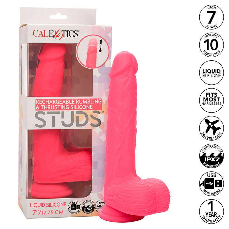 CALEXOTICS - VIBRADOR REALISTA STUDS 10 VIBRAÇÕES E ROSA