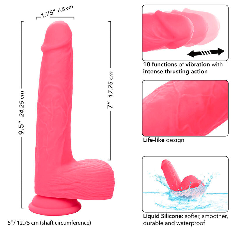 CALEXOTICS - VIBRADOR REALISTA STUDS 10 VIBRAÇÕES E ROSA