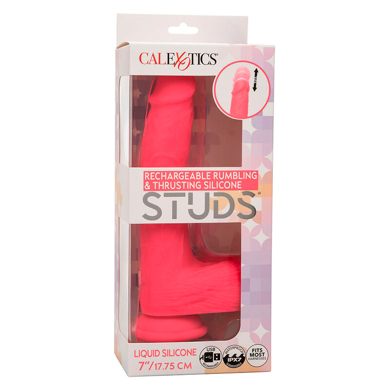 CALEXOTICS - VIBRADOR REALISTA STUDS 10 VIBRAÇÕES E ROSA