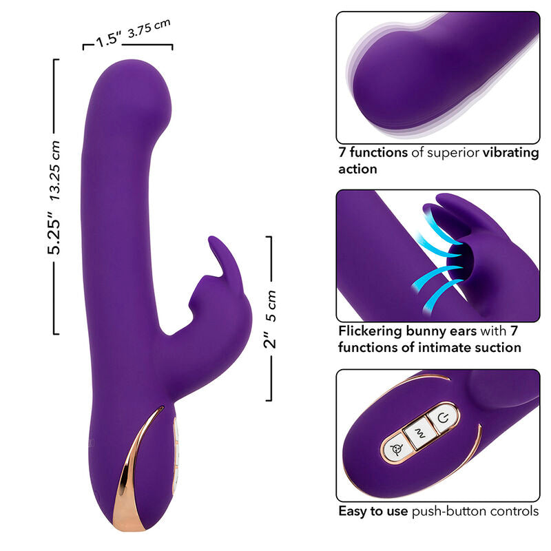 CALEXOTICS - COELHO VIBRADOR JACK E ESTIMULADOR 7 NÍVEIS DE VIBRAÇÃO E SUCÇÃO AZUL