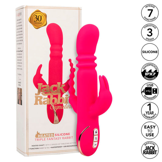 CALEXOTICS - JACK FANTASY VIBRADOR TRIPLO AQUECÍVEL COELHO ROSA