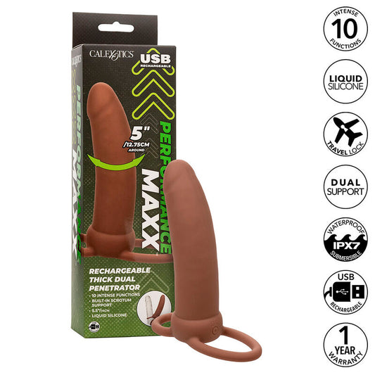 CALEXOTICS - MAXX DOUBLE THICK PENETRATOR 10 VIBRAÇÕES MULATO