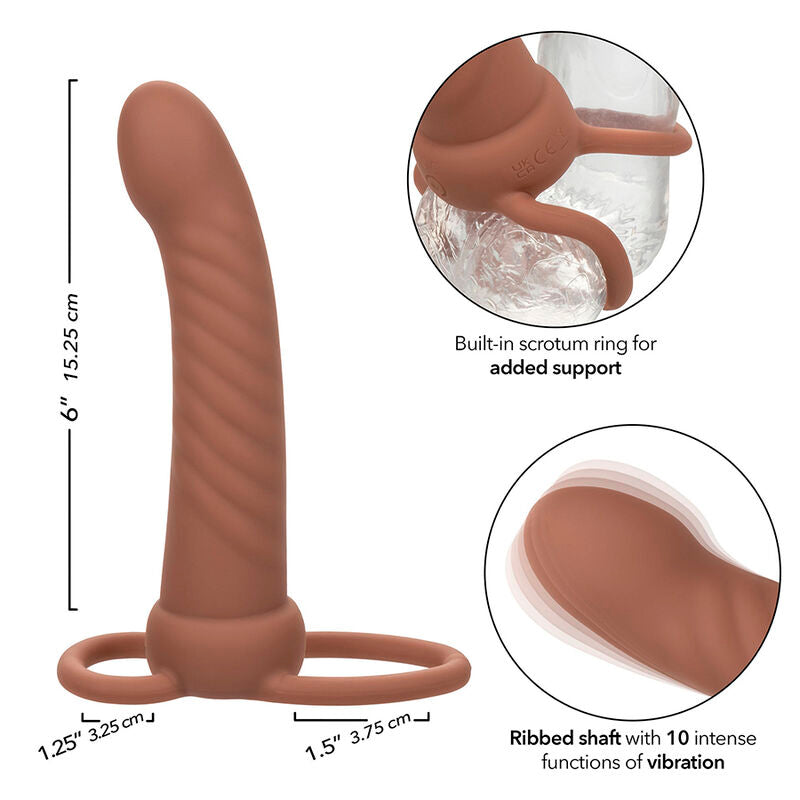 CALEXOTICS - MAXX DOUBLE RIBBED PENETRATOR 10 VIBRATIONS MULATO