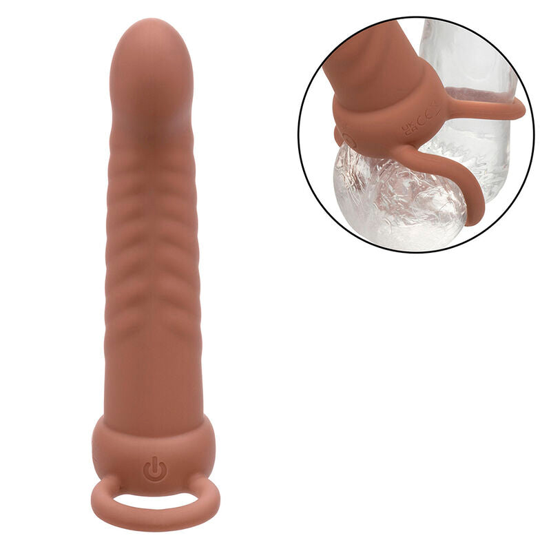 CALEXOTICS - MAXX DOUBLE RIBBED PENETRATOR 10 VIBRATIONS MULATO