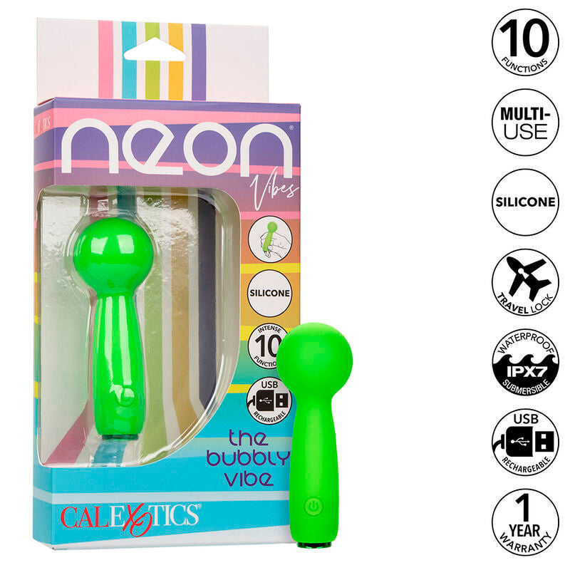 CALEXOTICS - NEON VIBES THE BUBBLY VIBE MINI MASSAGER 10 VIBRATIONS GREEN