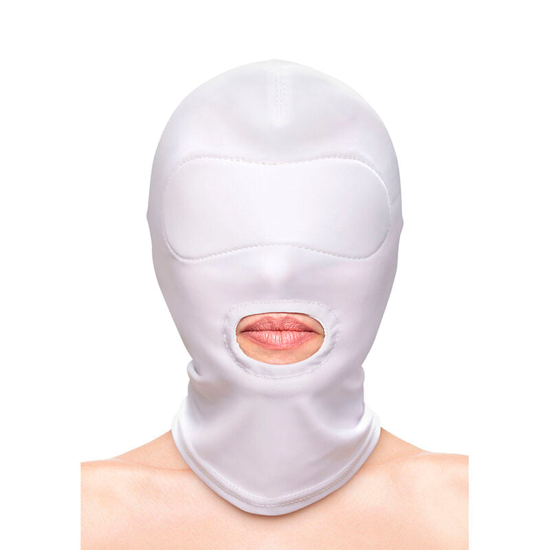 NS NOVELTIES - FETISH &amp; FASHION BALACLAVA MOUTH OPENING WHITE NYLON