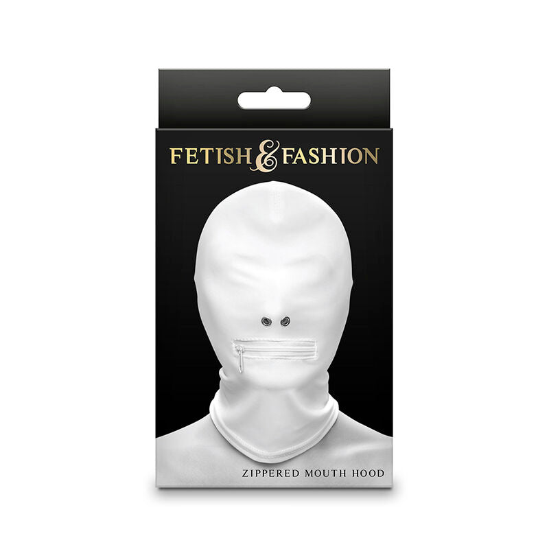 NS NOVELTIES - FETISH &amp; FASHION BALACLAVA COMPLETA COM ZÍPER EM NYLON BRANCO