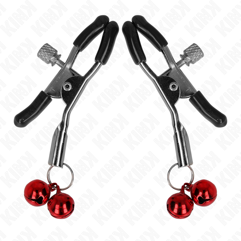 KINK - RED DOUBLE BELL NIPPLE CLAMPS 6 CM