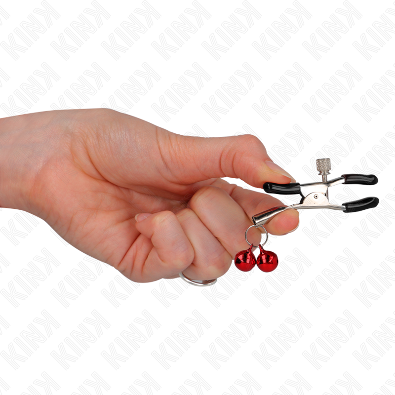 KINK - RED DOUBLE BELL NIPPLE CLAMPS 6 CM