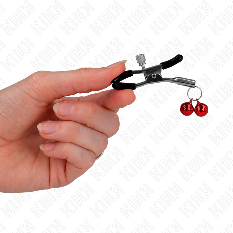 KINK - RED DOUBLE BELL NIPPLE CLAMPS 6 CM