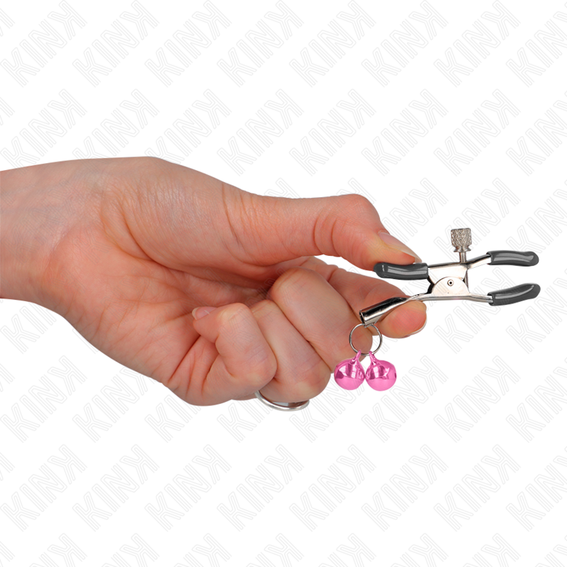 KINK - PINÇAS DE MAMILOS DUPLAS DE SINO ROSA 6 CM