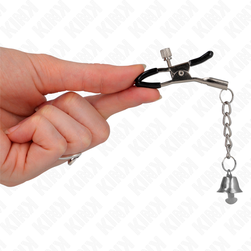 KINK - NIPPLE CLAMPS WITH SILVER BELL PENDANT 6 CM