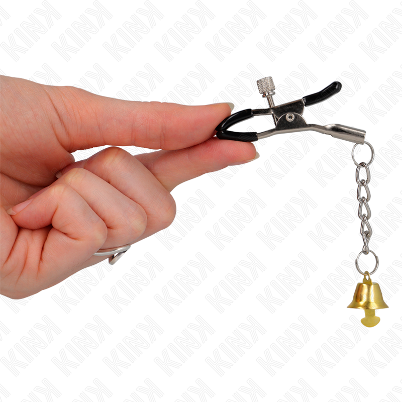 KINK - NIPPLE CLAMPS WITH GOLD BELL PENDANT 6 CM